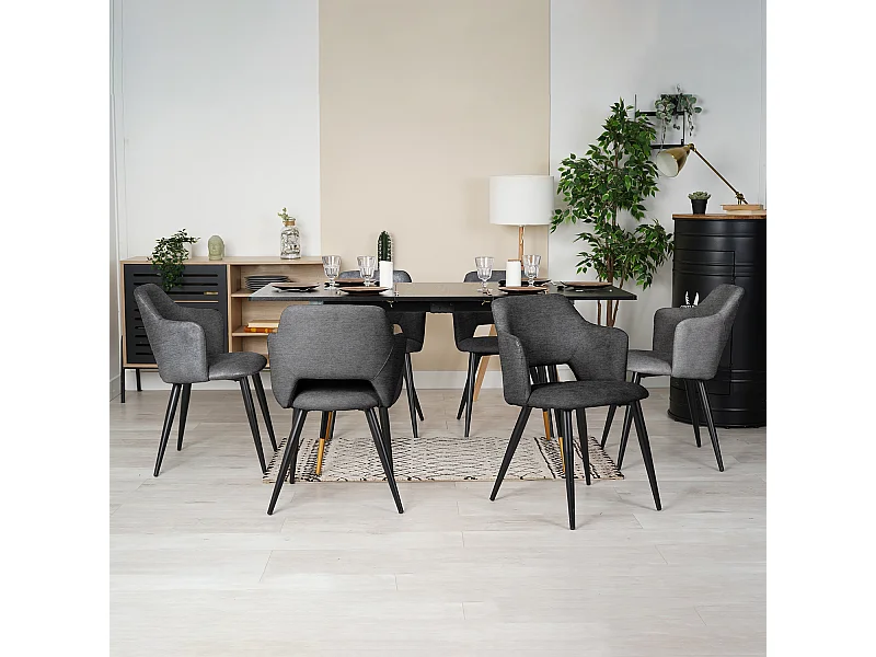 Table à manger extensible à allonge avec 6 chaises,Whalen akanji