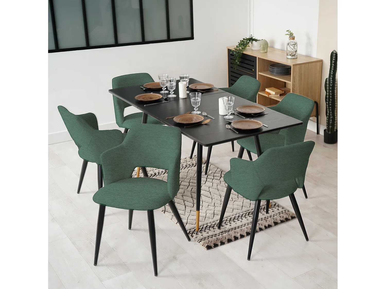 Table à manger extensible à allonge avec 6 chaises,Whalen akanji