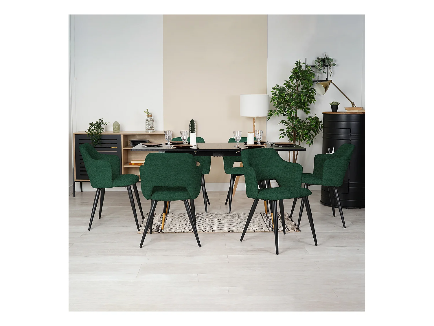 Table à manger extensible à allonge avec 6 chaises,Whalen akanji