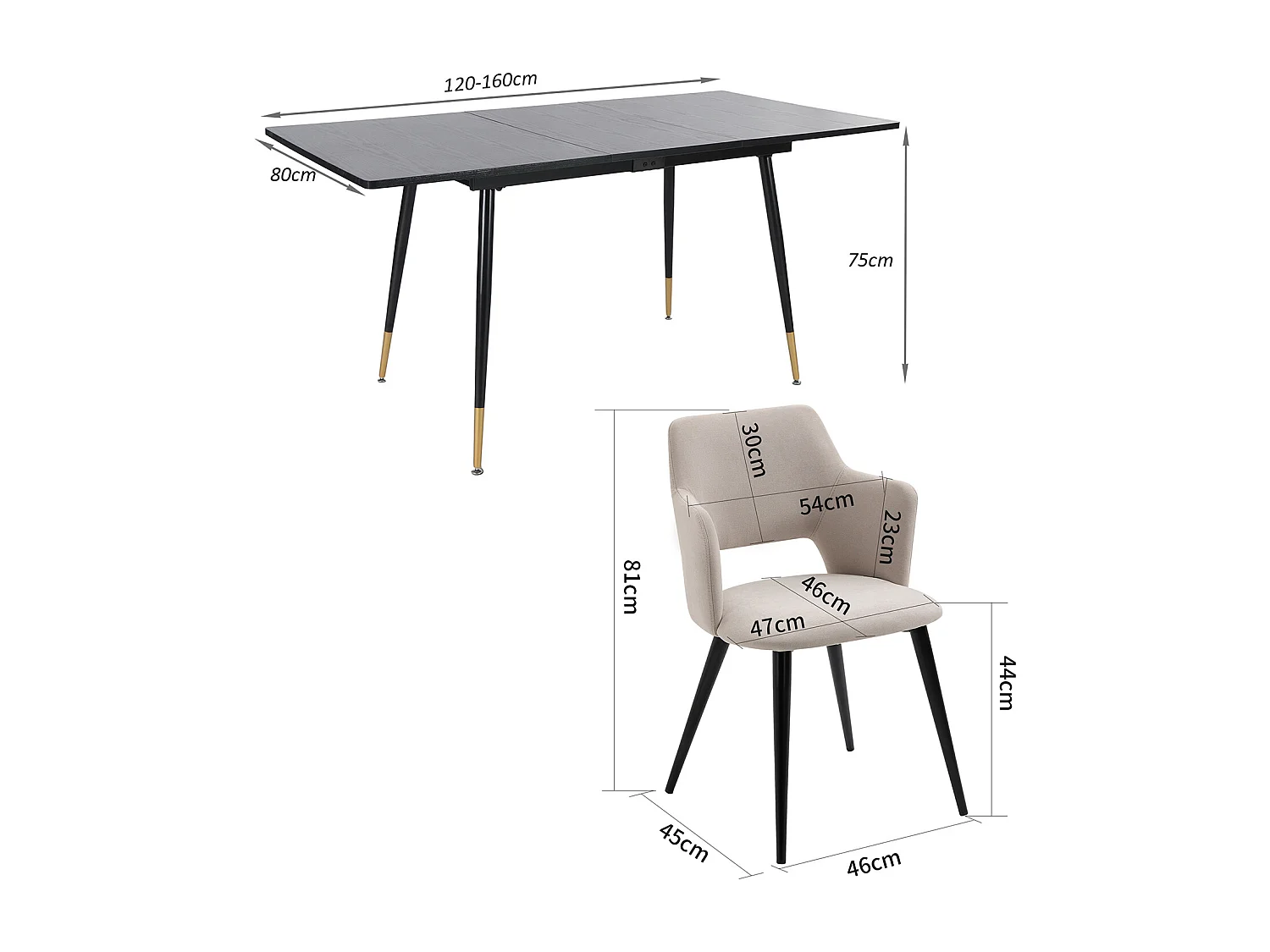 Table à manger extensible à allonge avec 4 chaises,Whalen akanji