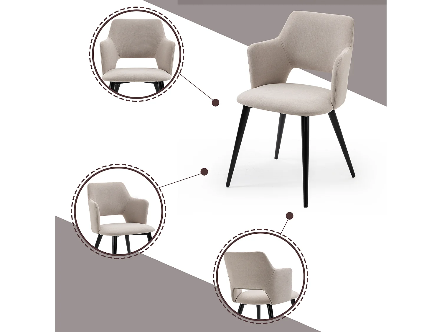 Table à manger extensible à allonge avec 4 chaises,Whalen akanji