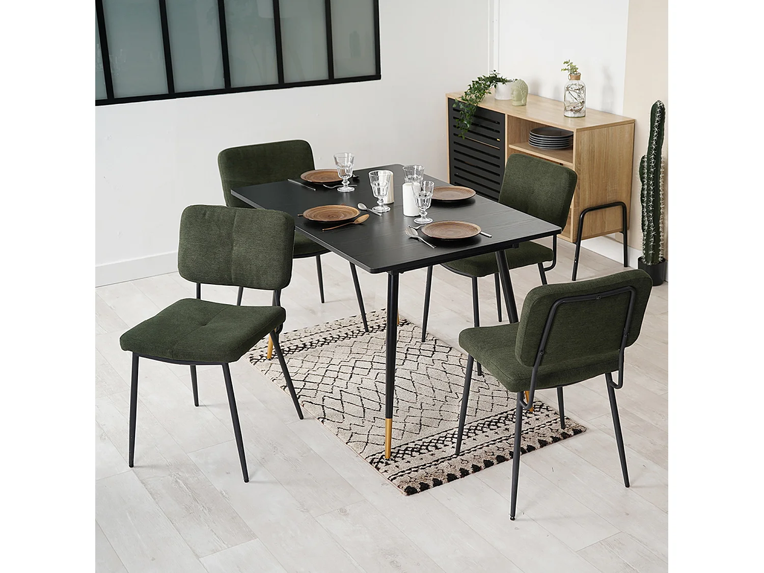 Table à manger extensible à allonge avec 4 chaises,Whalen karomi