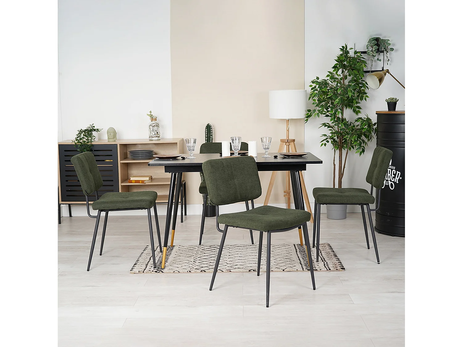 Table à manger extensible à allonge avec 4 chaises,Whalen karomi