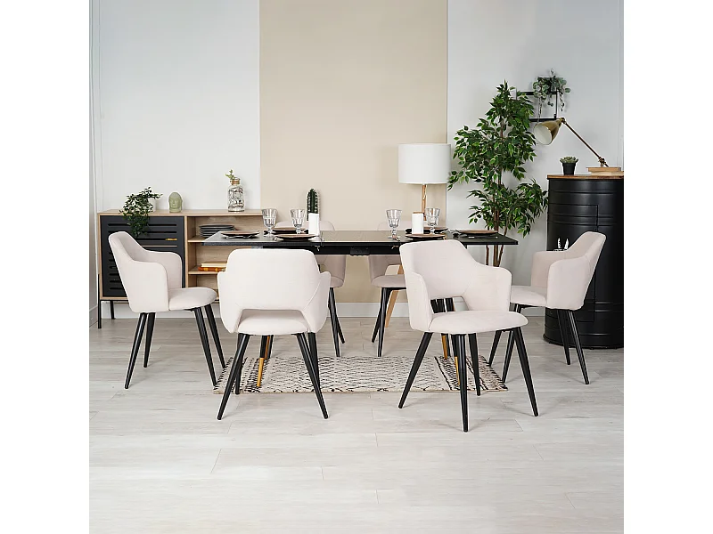 Table à manger extensible à allonge avec 6 chaises,Whalen akanji