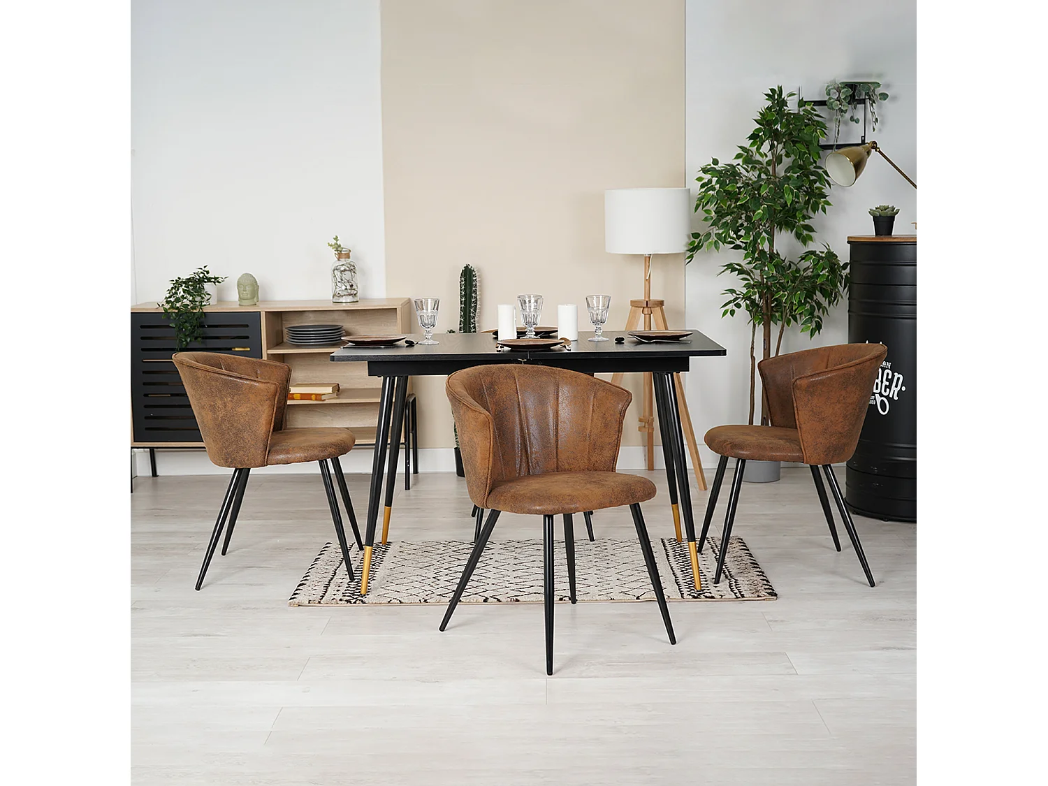Table à manger extensible à allonge avec 4 chaises,Whalen doncic