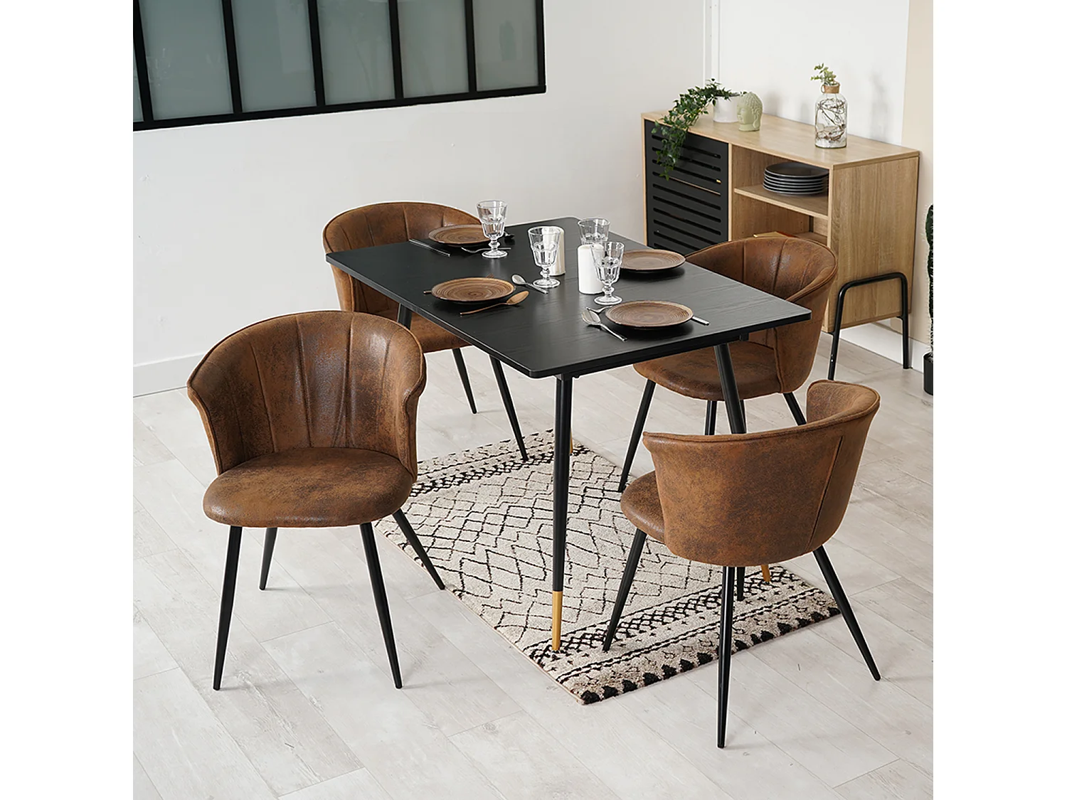 Table à manger extensible à allonge avec 4 chaises,Whalen doncic