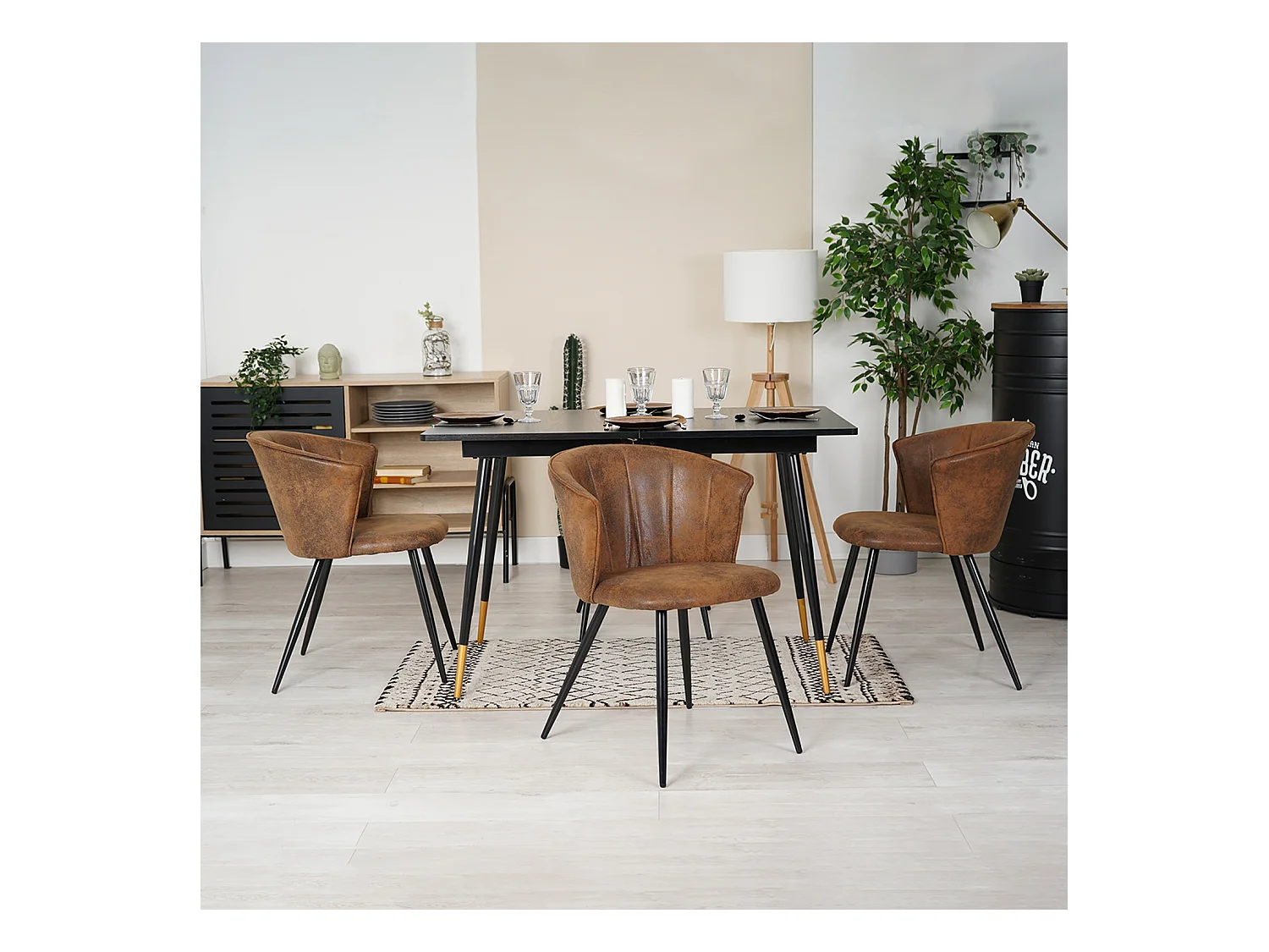 Table à manger extensible à allonge avec 4 chaises,Whalen doncic