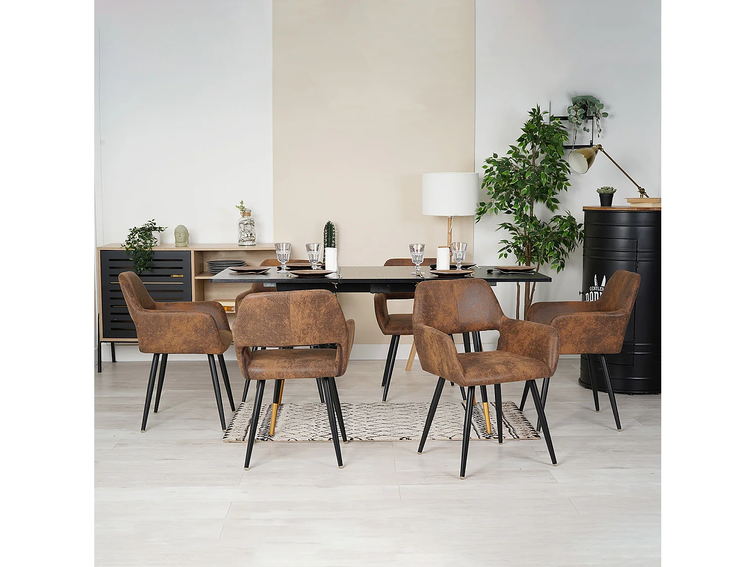 Table à manger extensible à allonge avec 6 chaises,Whalen cromwell