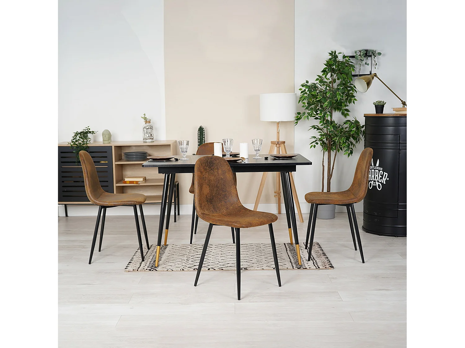 Table à manger extensible à allonge avec 4 chaises,Whalen charlton