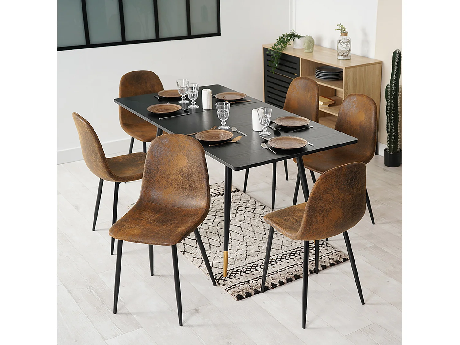 Table à manger extensible à allonge avec 4 chaises,Whalen charlton