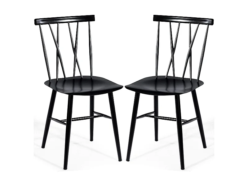 Set 2 sedie senza braccioli da sala pranzo, Sedie in metallo con altezza della seduta 44cm da cucina soggiorno