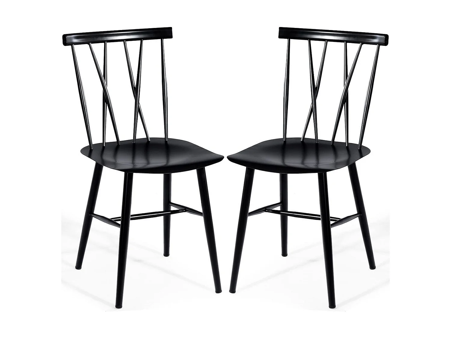 2er Set Esszimmerstühle aus Metall mit 43,5 cm Sitzhöhe X-förmige Rückenlehne 2er Pack Industrie Trattoria Stuhl