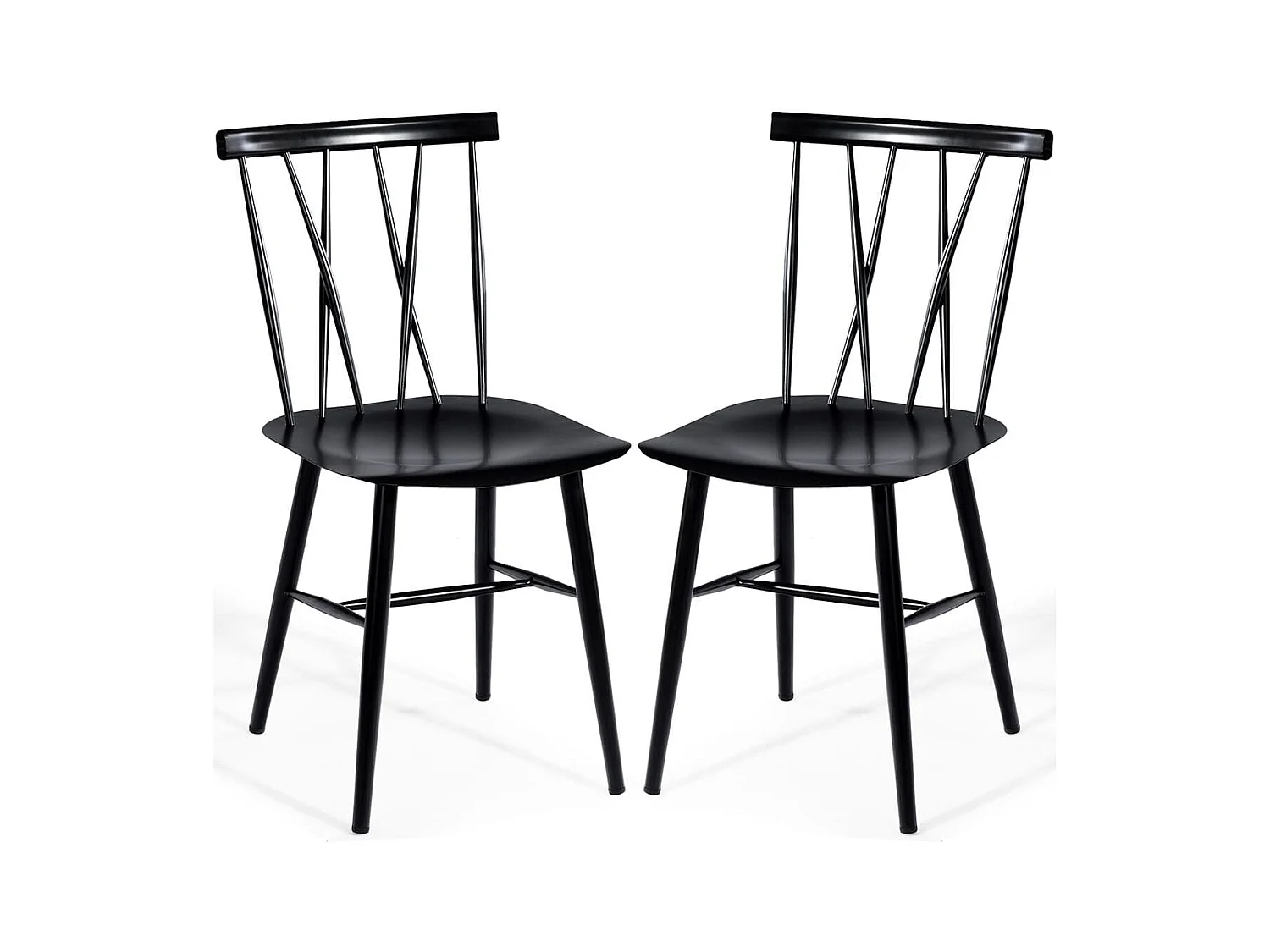 Lot de 2 Chaises de Salle à Manger En Métal Lot de 2 Chaises de Cuisine Modernes avec Haut Dossier et Siège Incurvé Embouts Antidérapants Noir