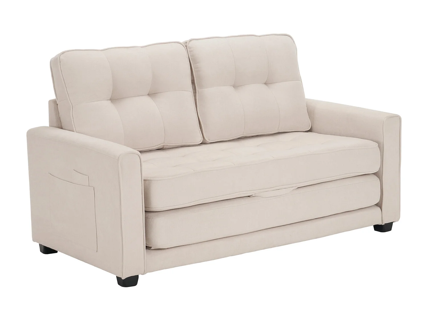 2-zitsbank, 151x75x86cm, slaapbank, met zijzakken, linnen stof, beige