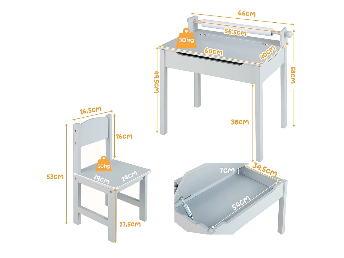 Set aus Schreibtisch und Stuhl für Kinder
