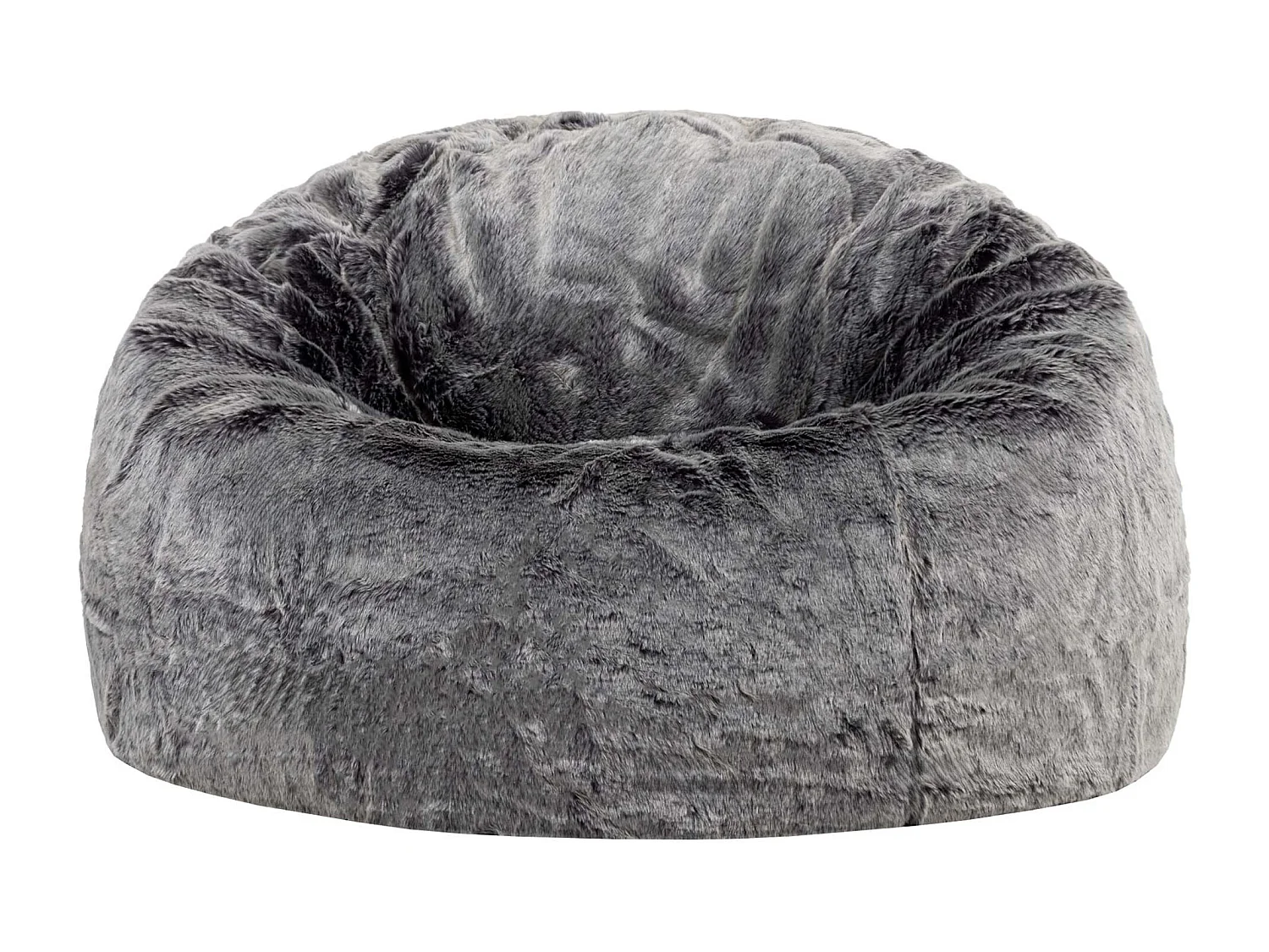 Pouf classique imitation fourrure gris loup