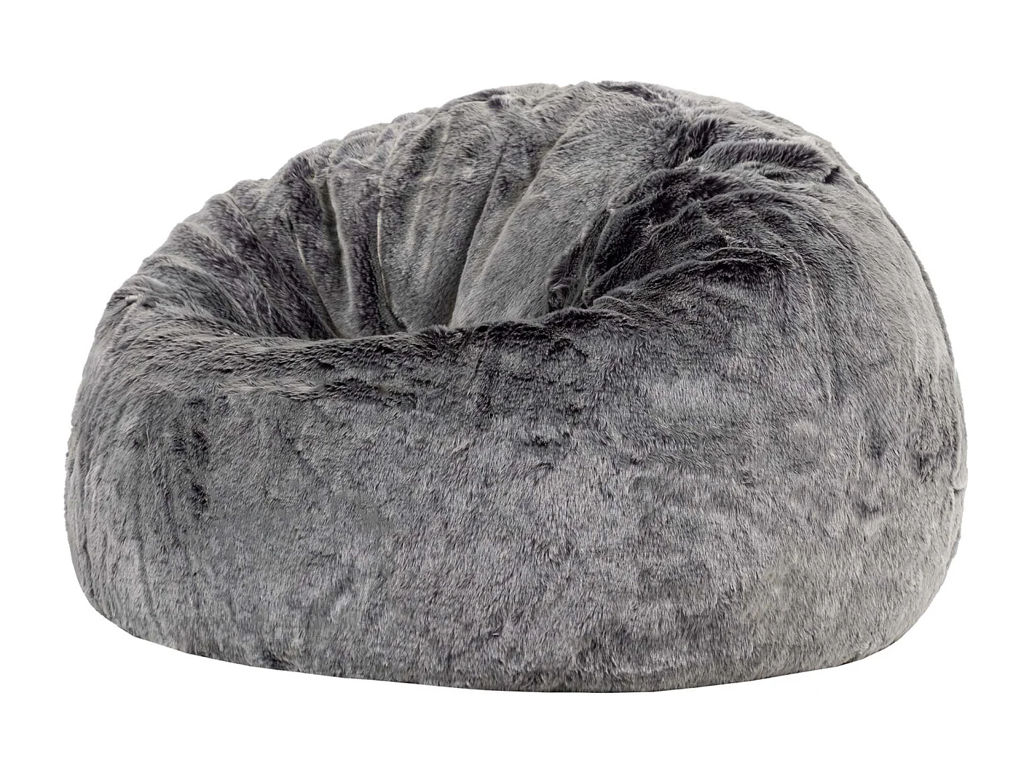 Pouf classique imitation fourrure gris loup