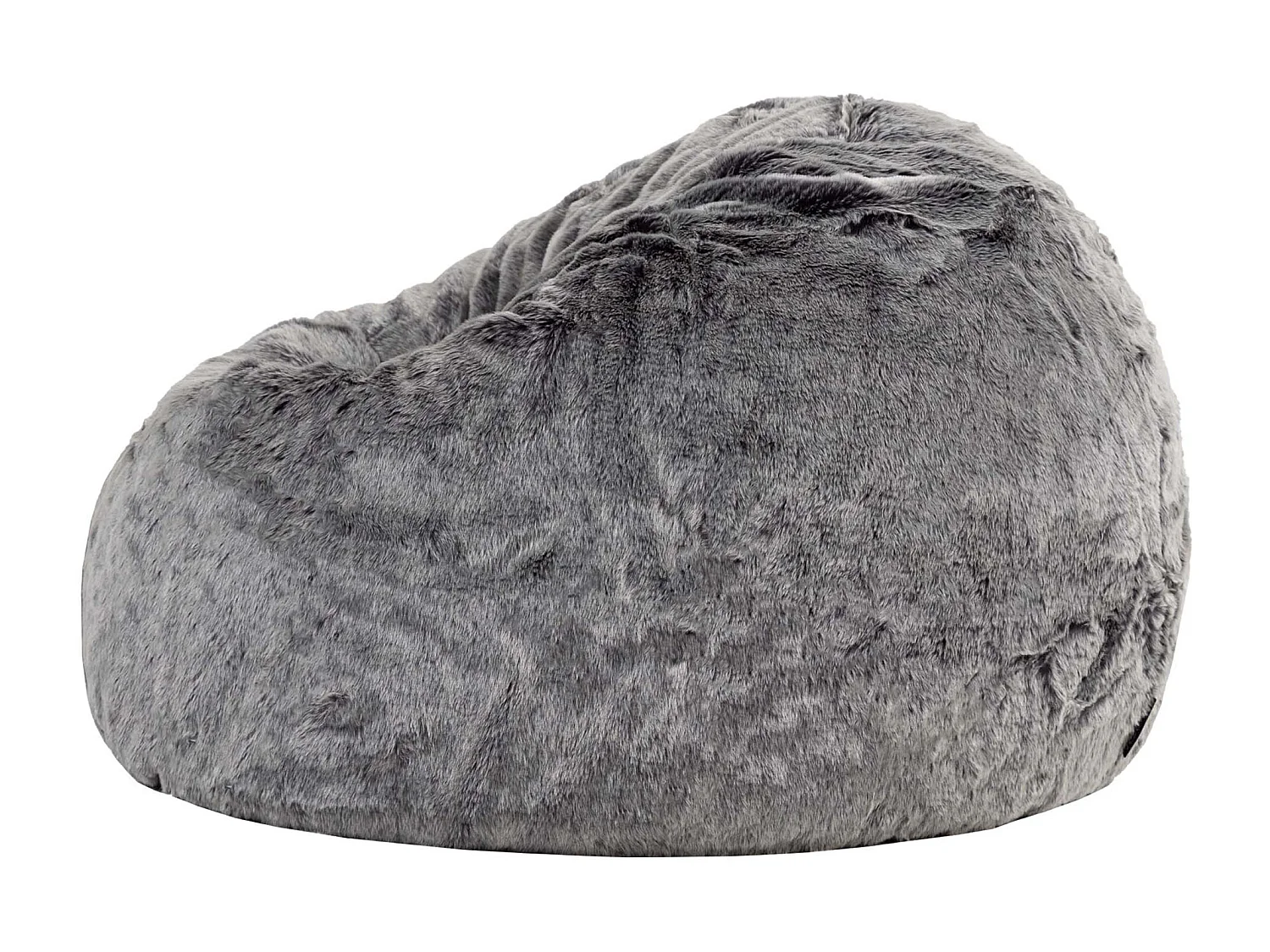 Pouf classique imitation fourrure gris loup