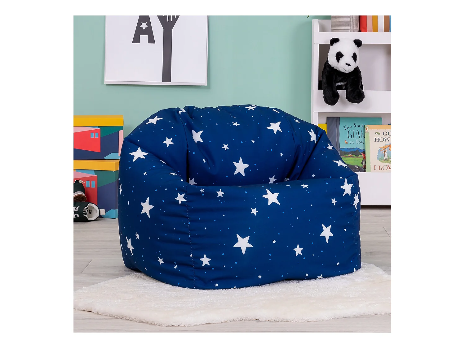 Pouf fauteuil pour enfants bleu marine