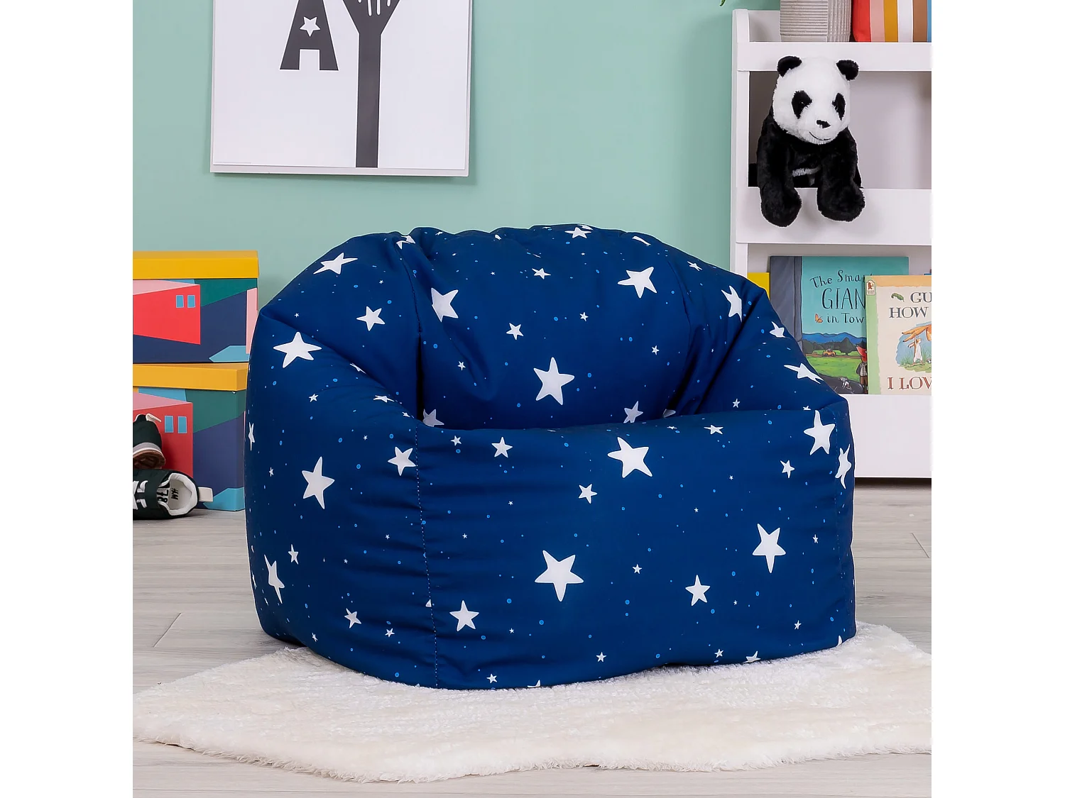 Pouf fauteuil pour enfants bleu marine