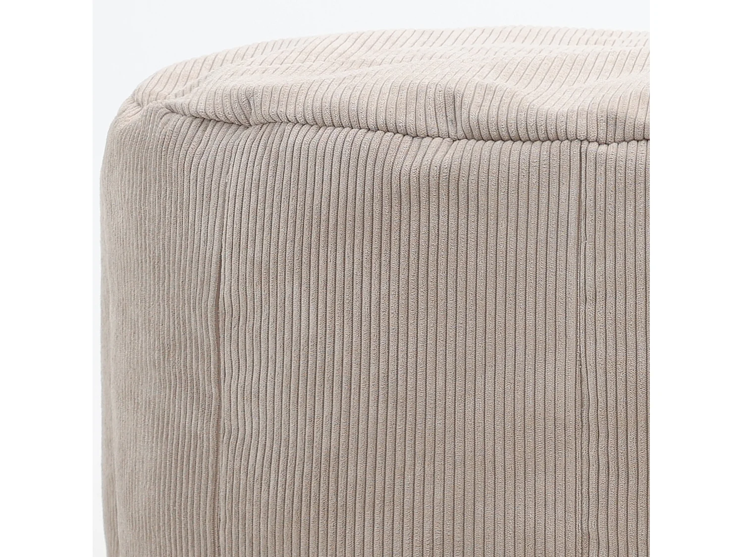 Pouf en velours finement côtelé demi-lune beige - REMI