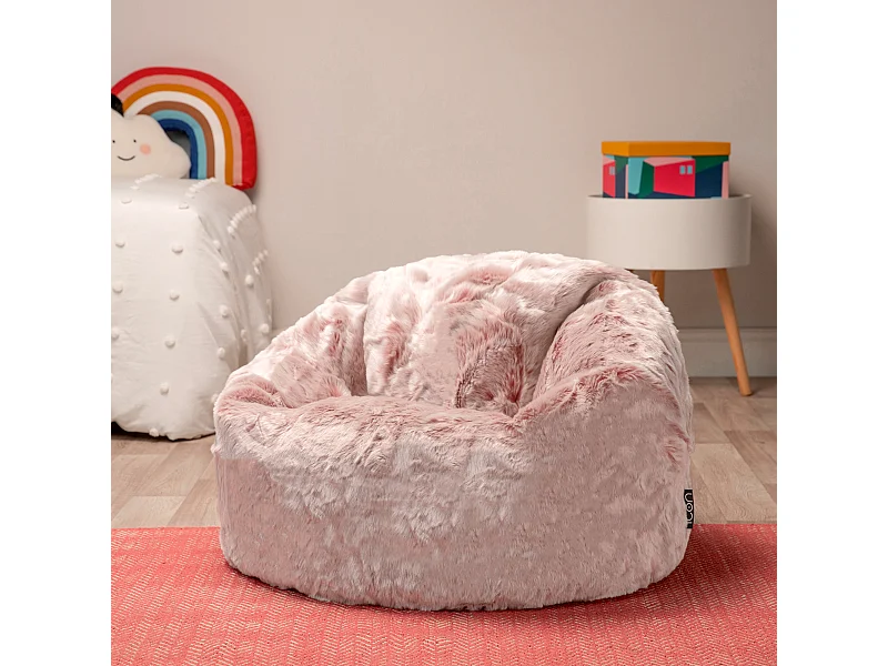 Pouf classique imitation fourrure pour enfants rose poudré