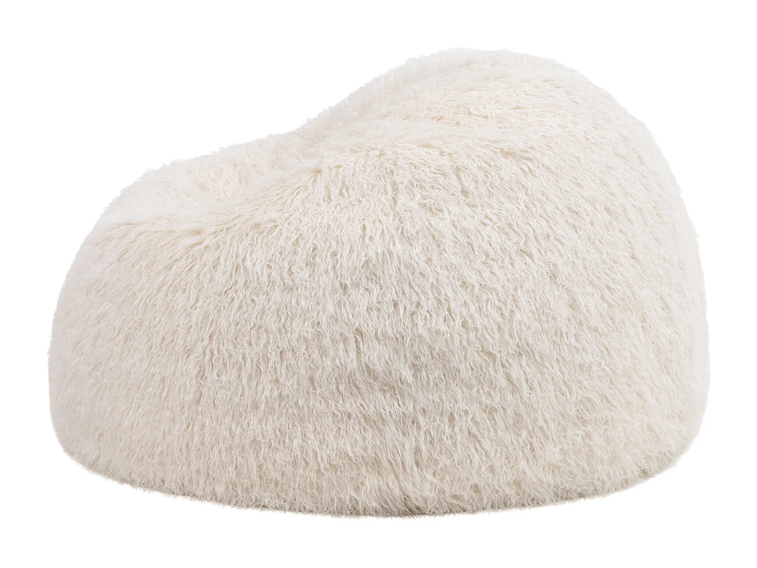 Pouf classique imitation fourrure mongole crème