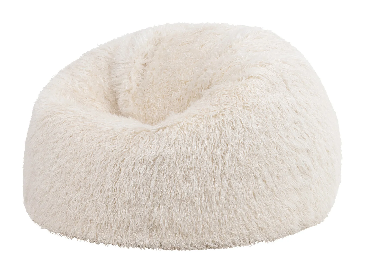 Pouf classique imitation fourrure mongole crème