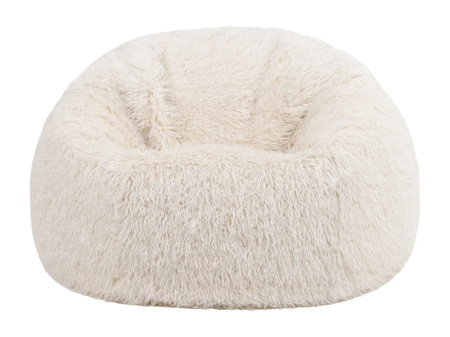 Pouf classique imitation fourrure mongole crème