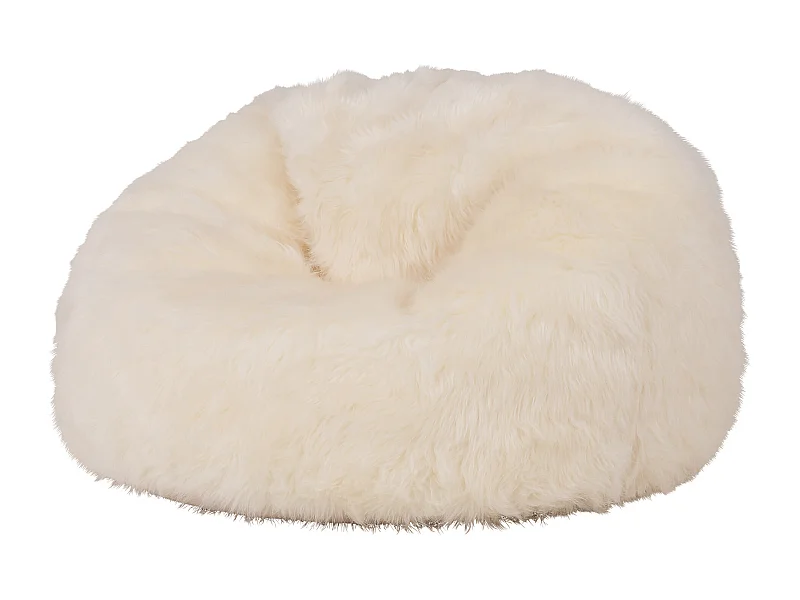 Pouf classique imitation fourrure pour enfants crème