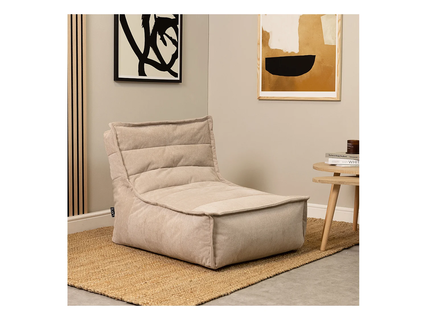 Pouf méridienne velours côtelé beige - OTTO