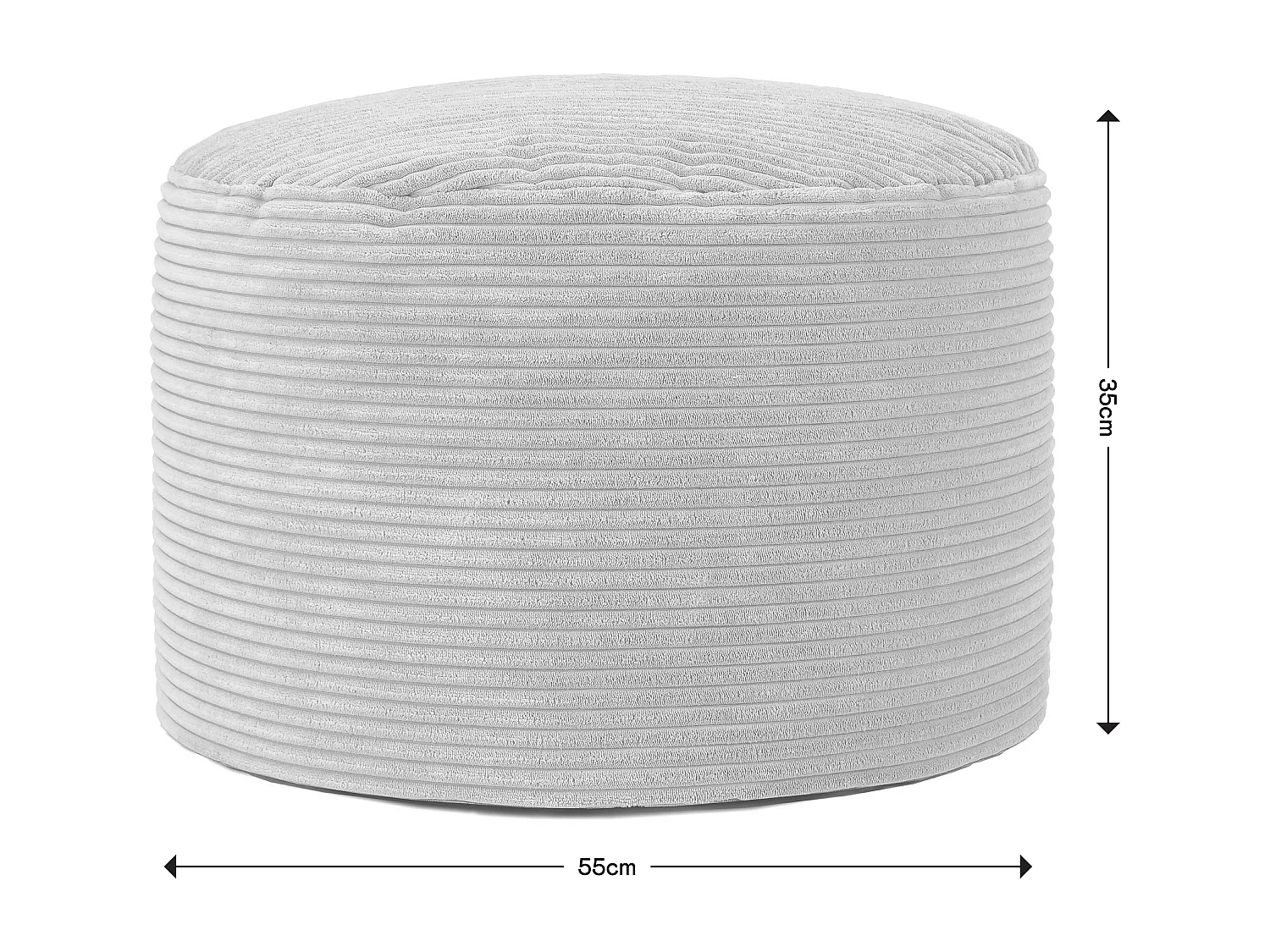 Pouf rond velours côtelé gris anthracite - FRANKIE