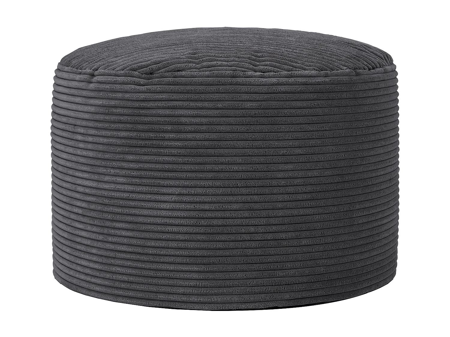 Pouf rond velours côtelé gris anthracite - FRANKIE