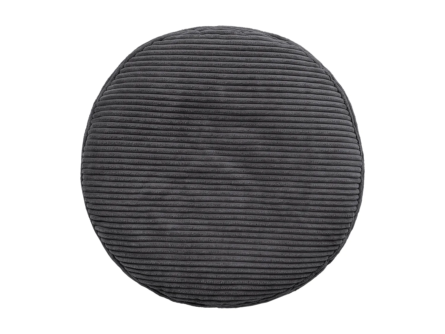 Pouf rond velours côtelé gris anthracite - FRANKIE