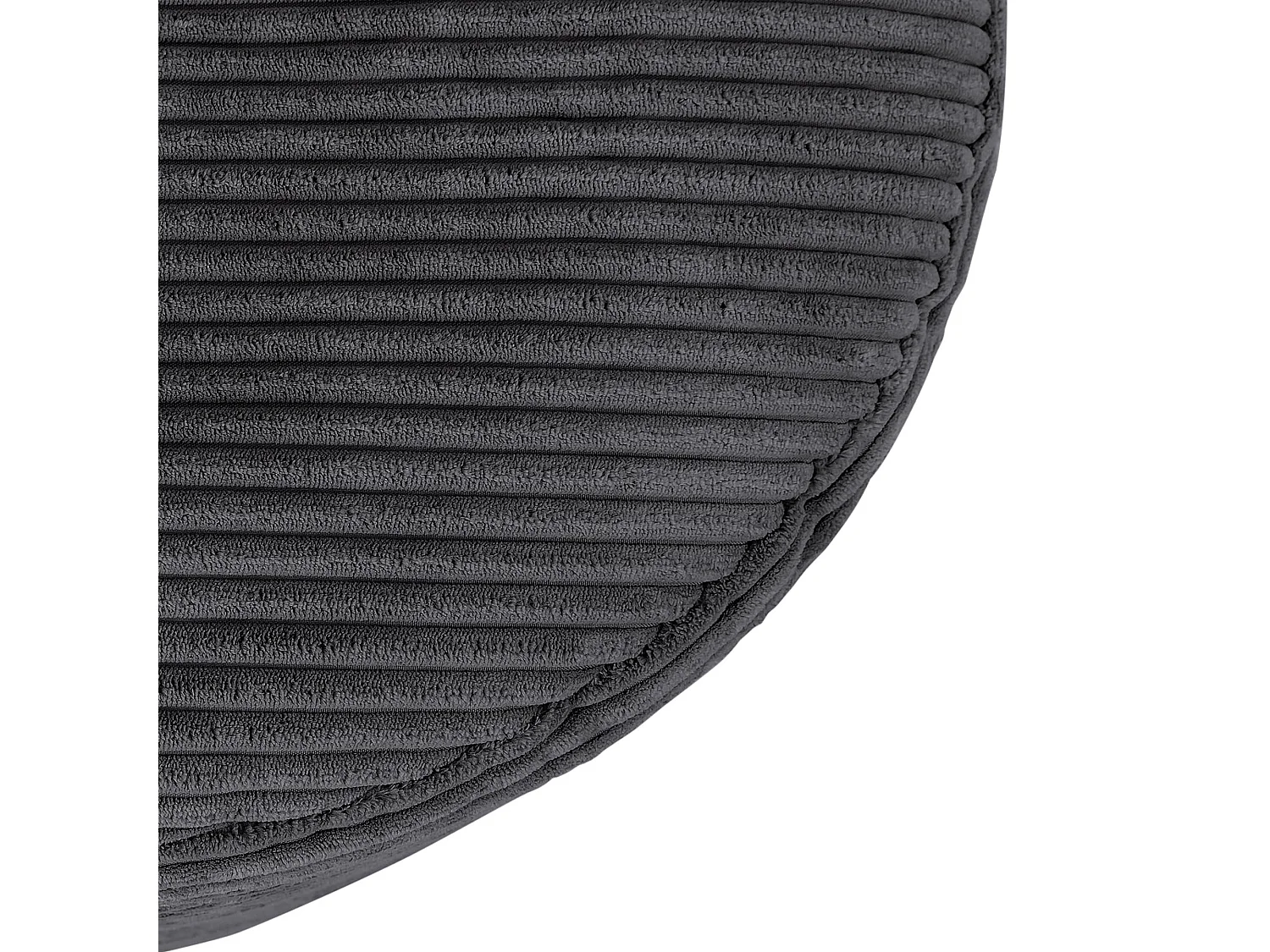 Pouf rond velours côtelé gris anthracite - FRANKIE