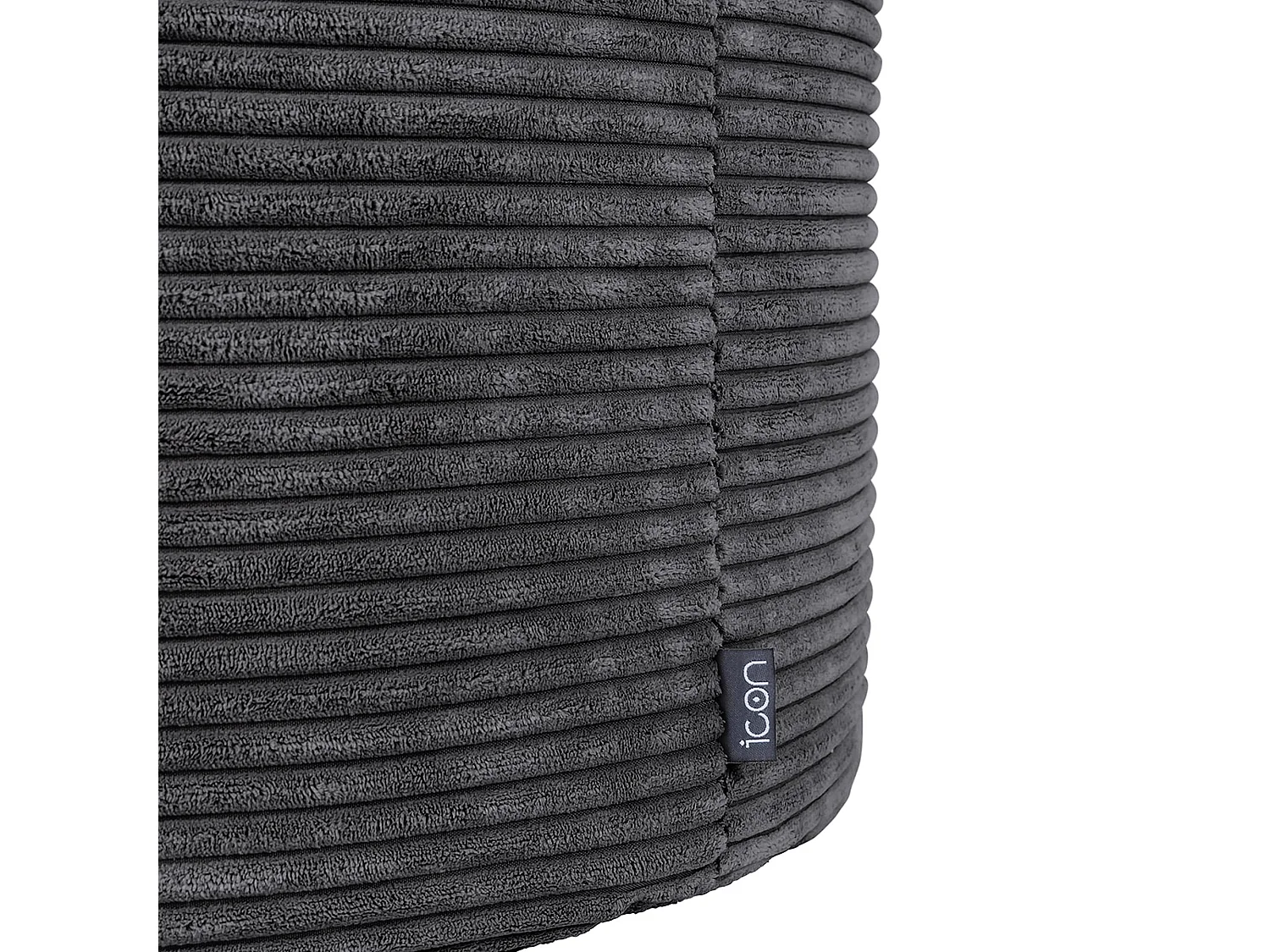 Pouf rond velours côtelé gris anthracite - FRANKIE