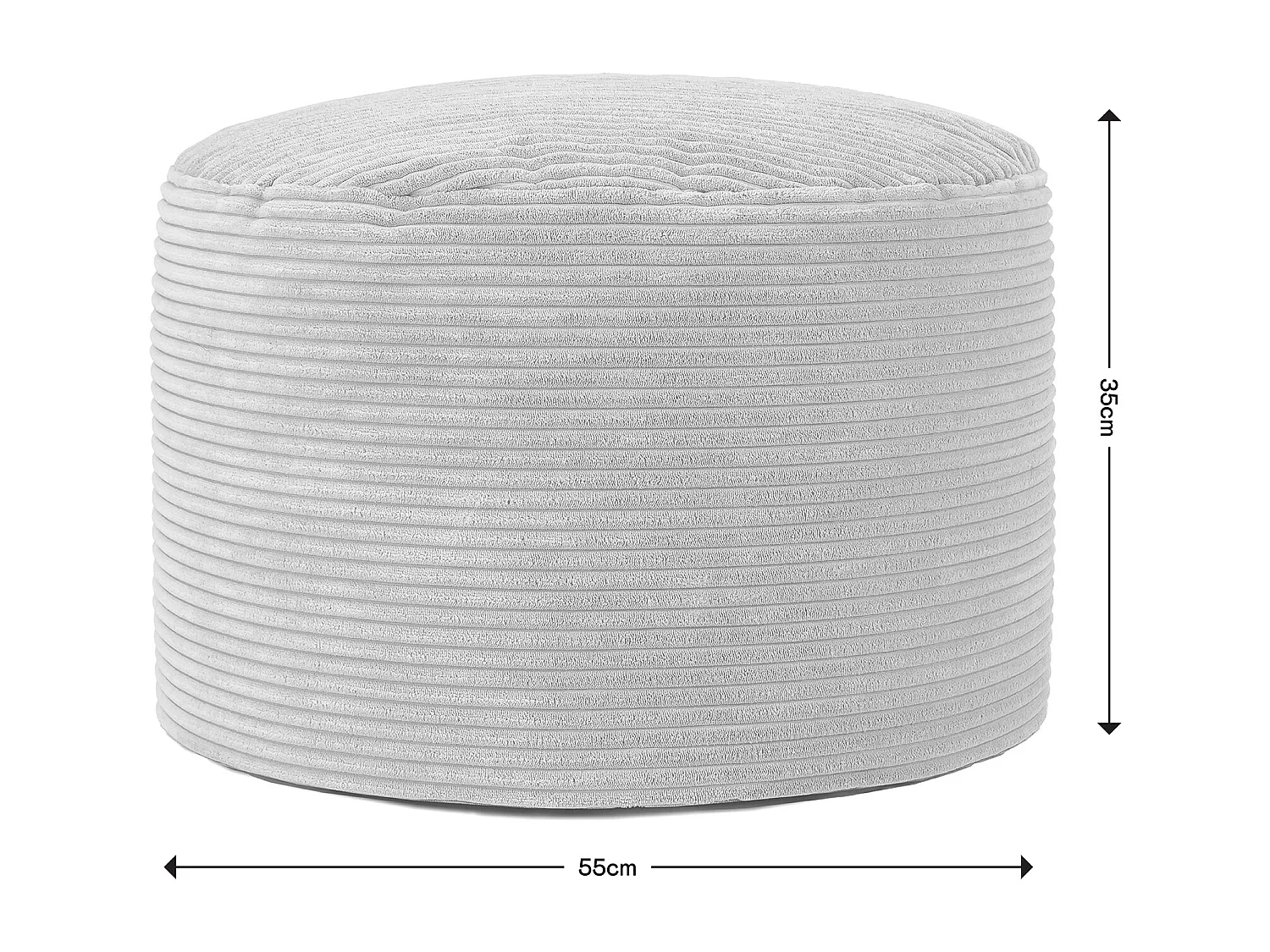 Pouf rond velours côtelé gris anthracite - FRANKIE