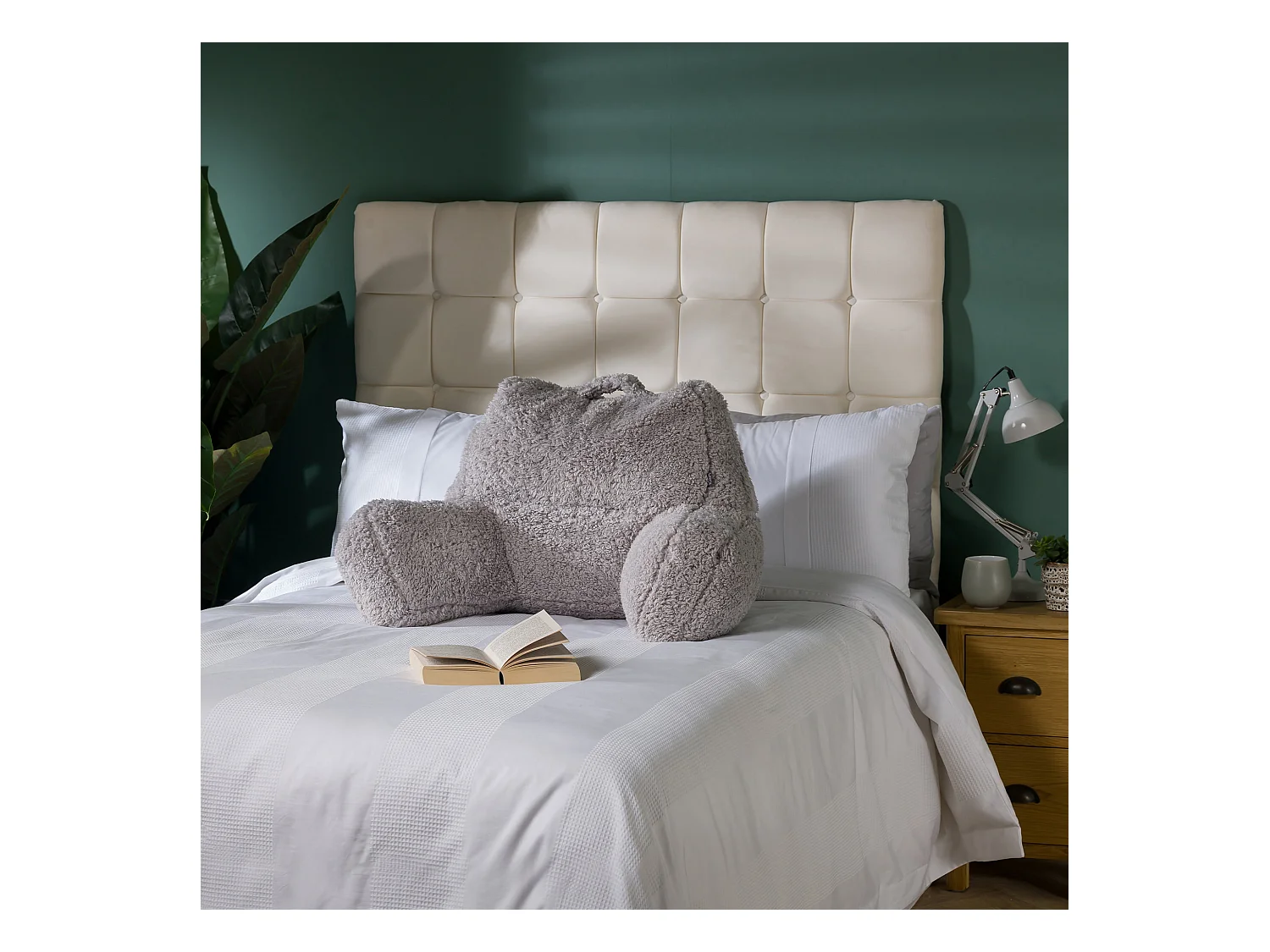 Coussin de soutien en polaire sherpa gris clair