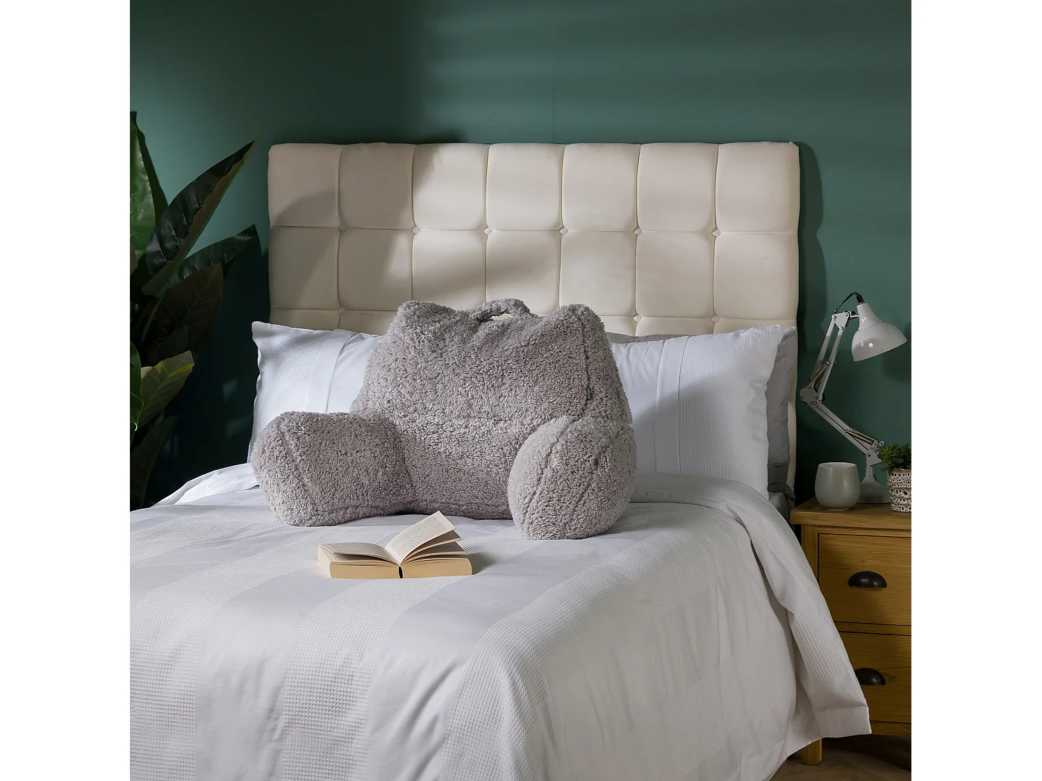 Coussin de soutien en polaire sherpa gris clair