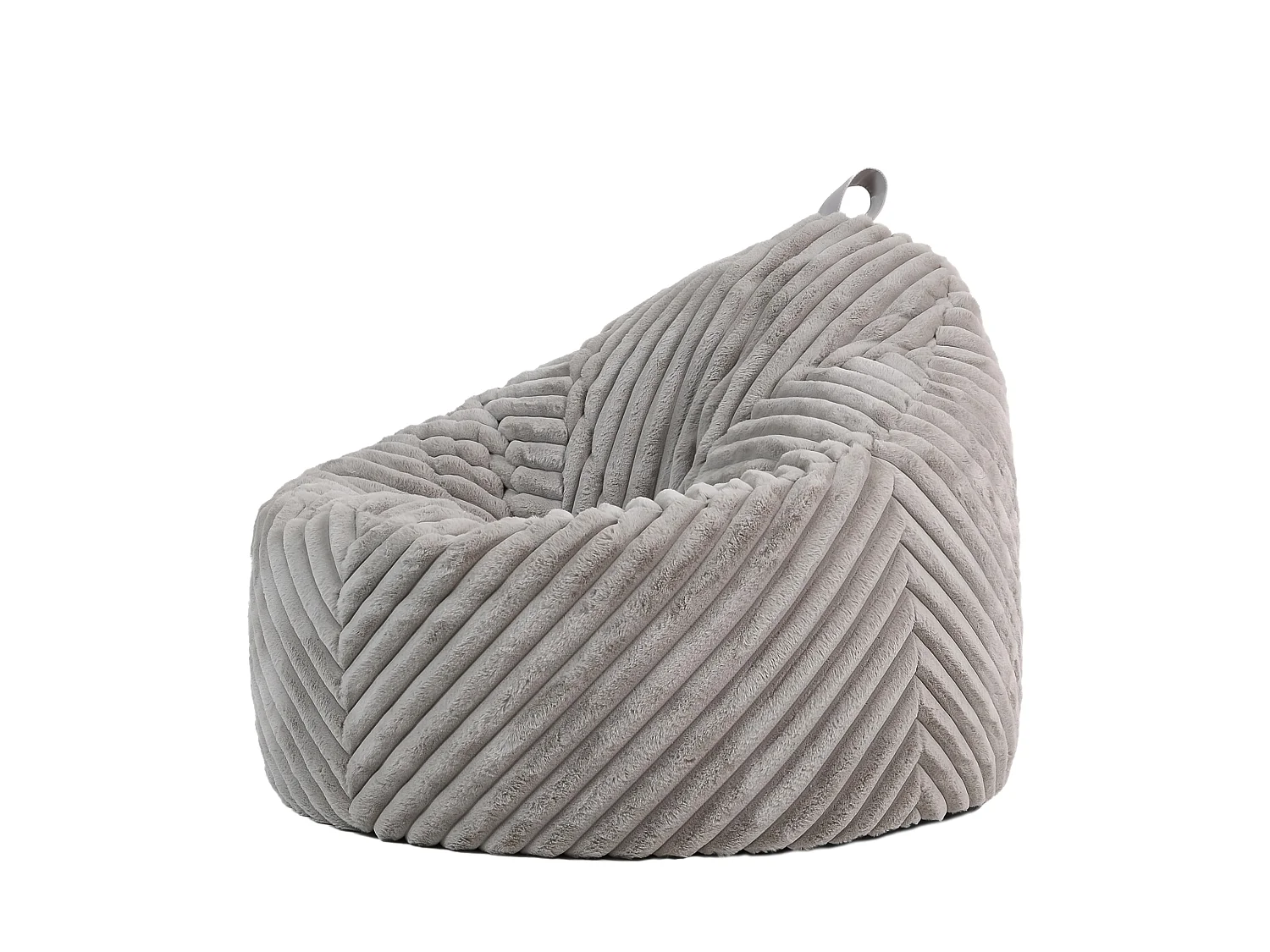 Pouf imitation fourrure côtelée gris clair - COCOON