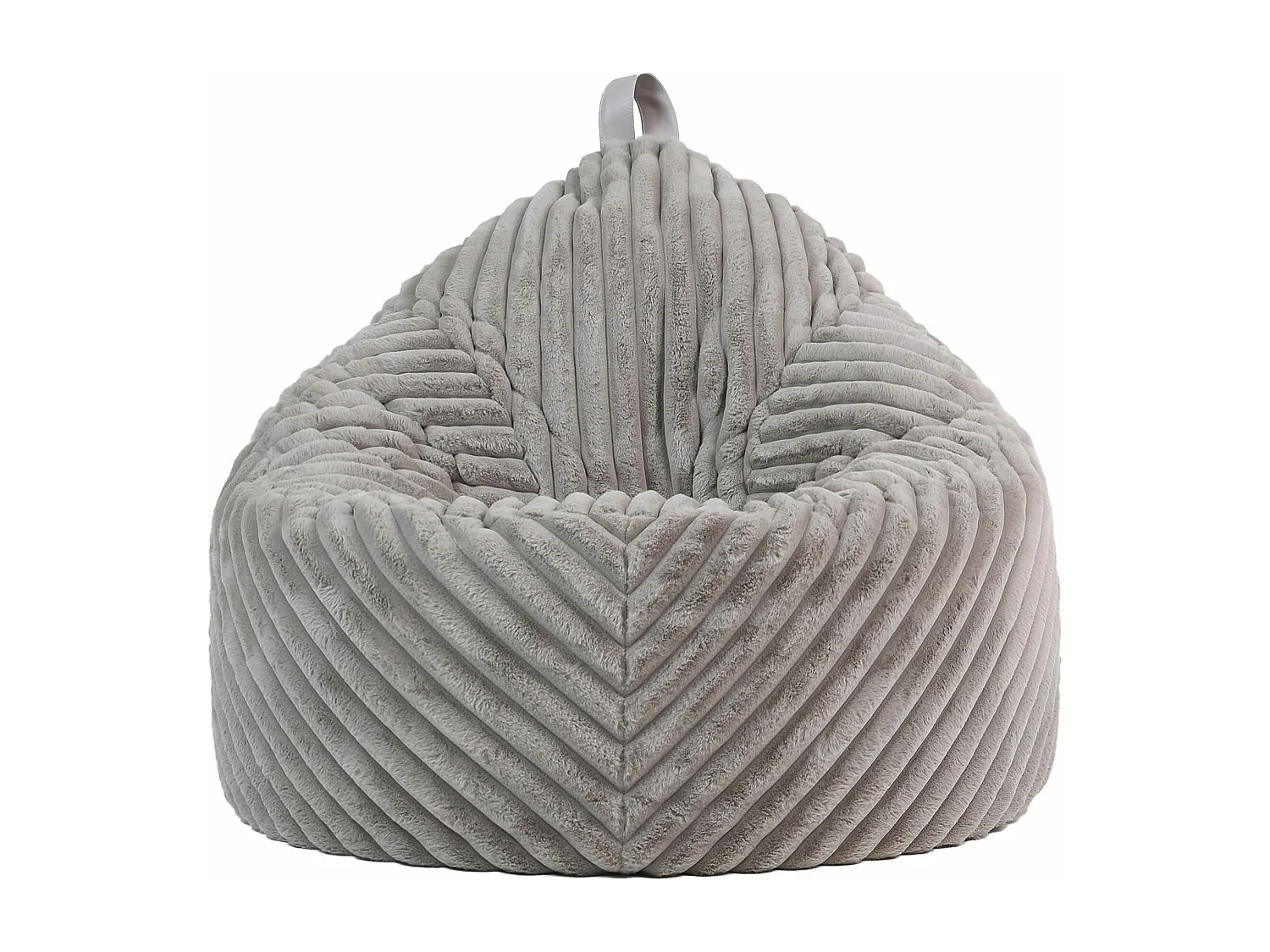 Pouf imitation fourrure côtelée gris clair - COCOON