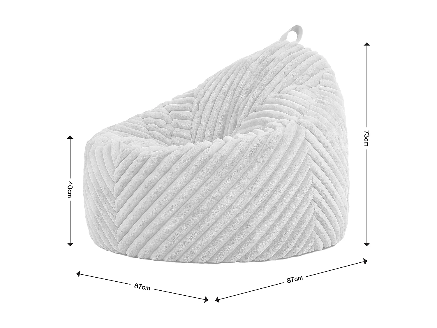 Pouf imitation fourrure côtelée gris clair - COCOON