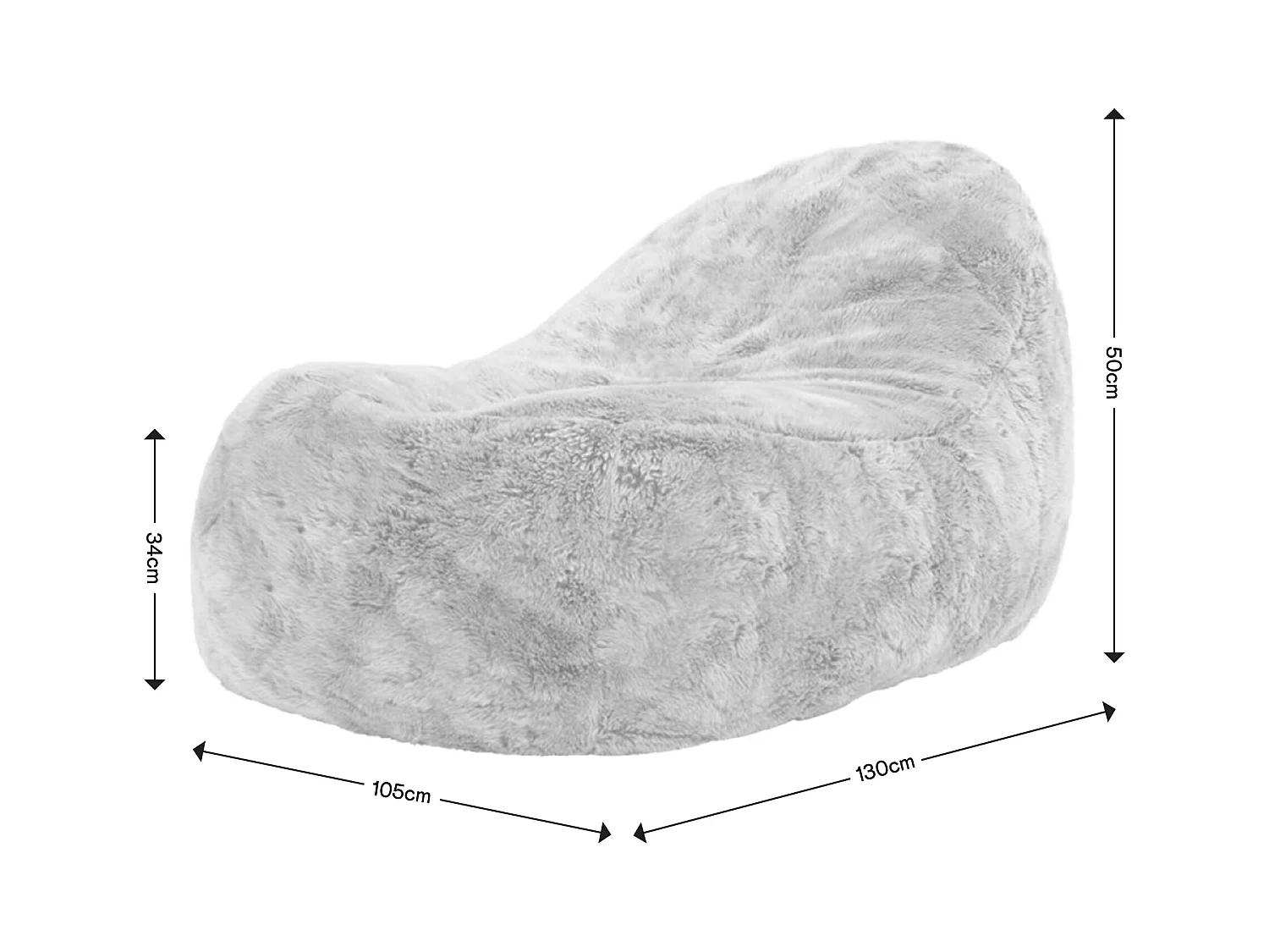Pouf imitation fourrure gris loup - DREAM