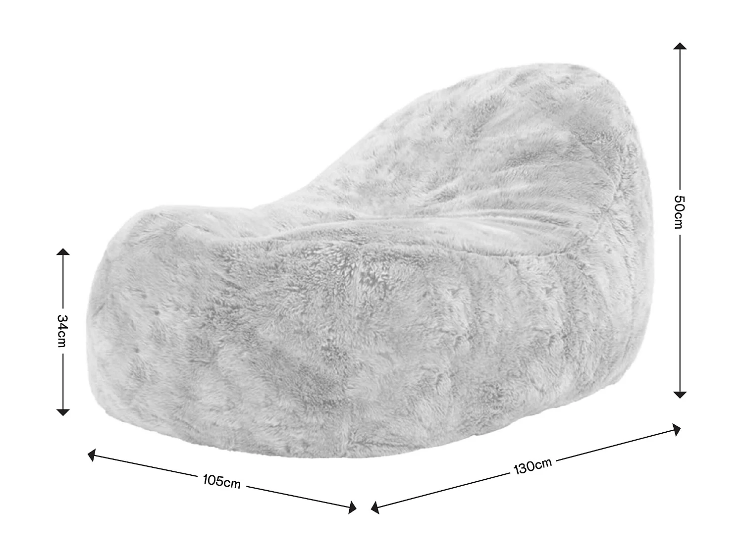 Pouf imitation fourrure gris loup - DREAM