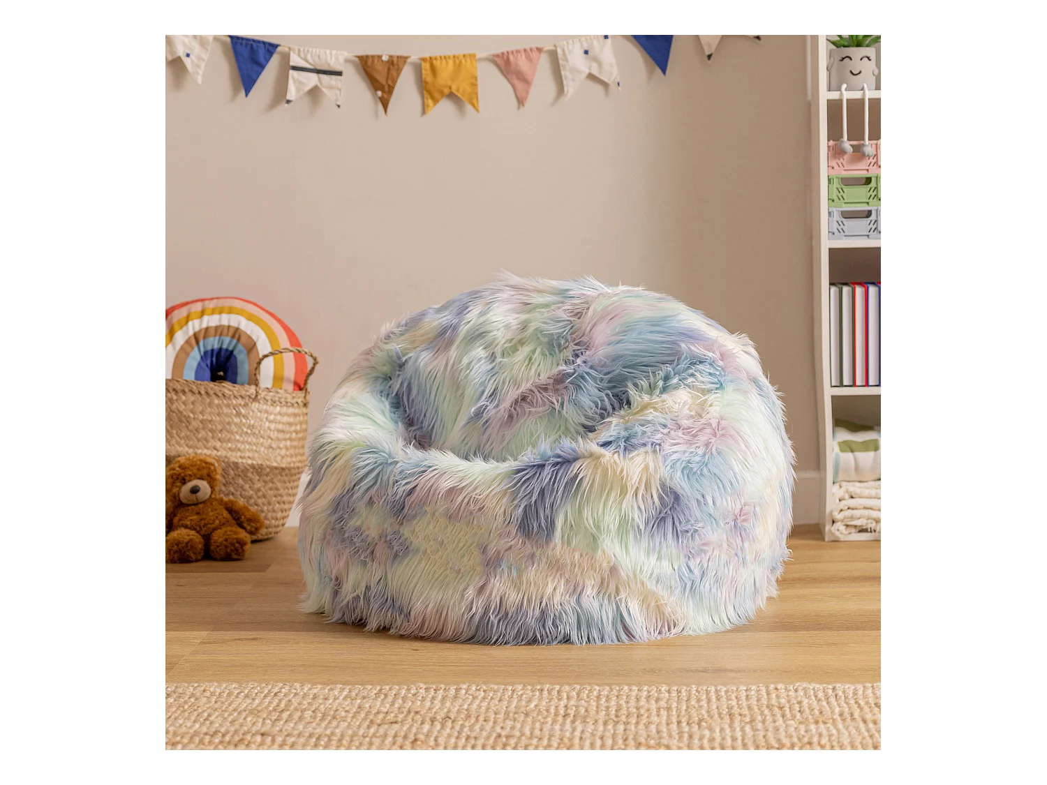 Pouf classique imitation fourrure pour enfants licorne