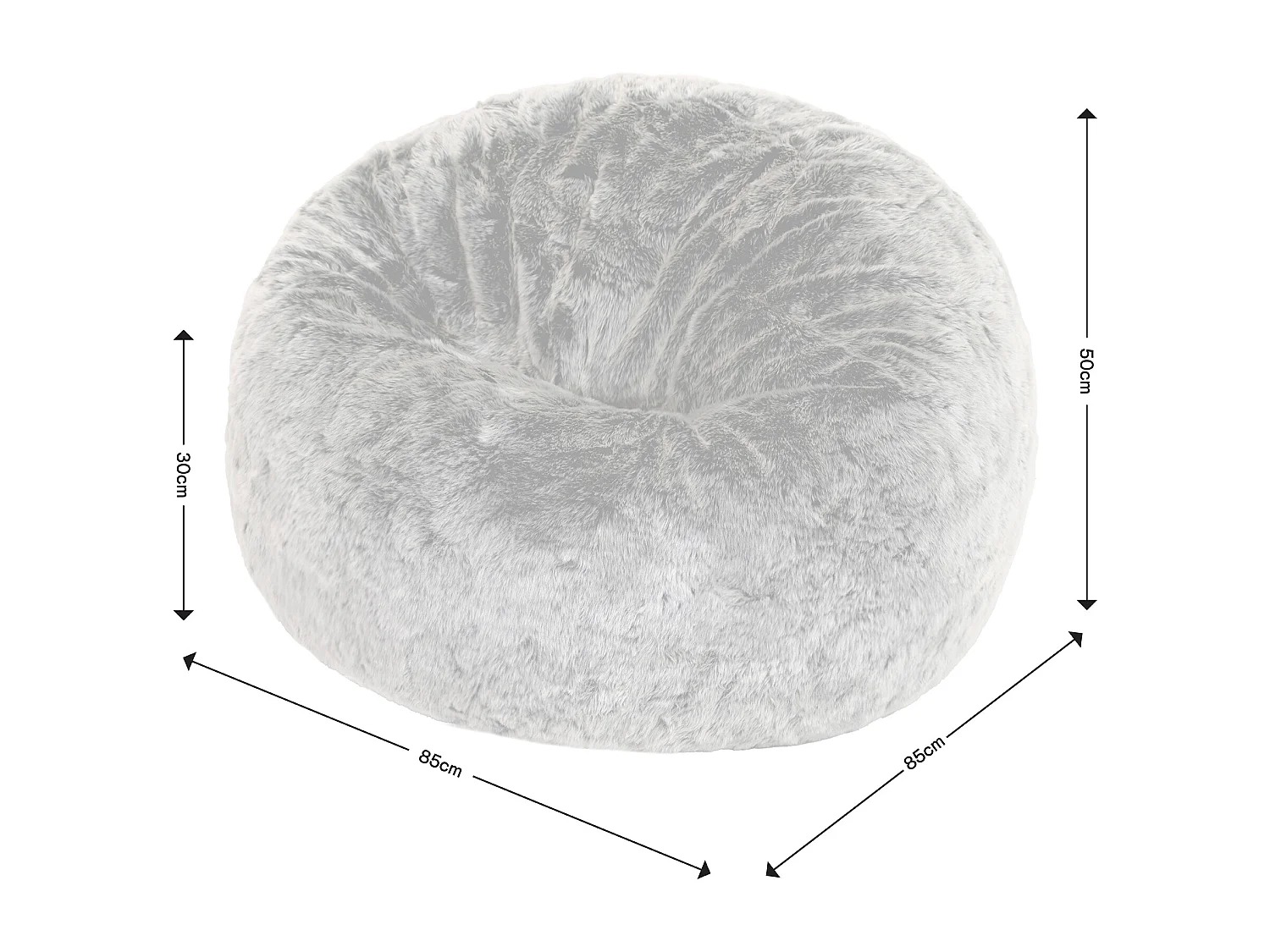 Pouf classique imitation fourrure rose poudré