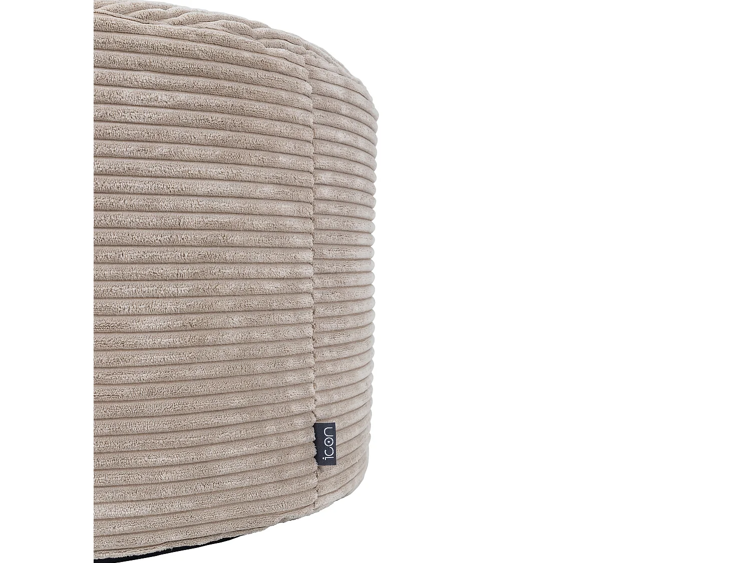 Pouf rond velours côtelé beige - FRANKIE