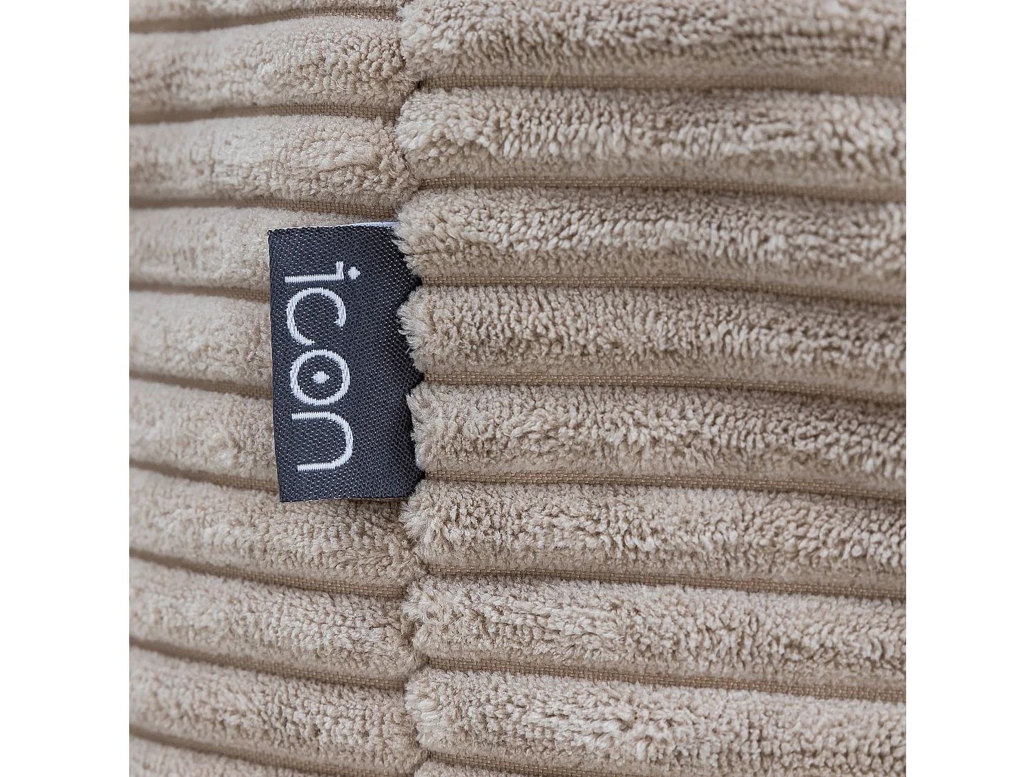 Pouf rond velours côtelé beige - FRANKIE