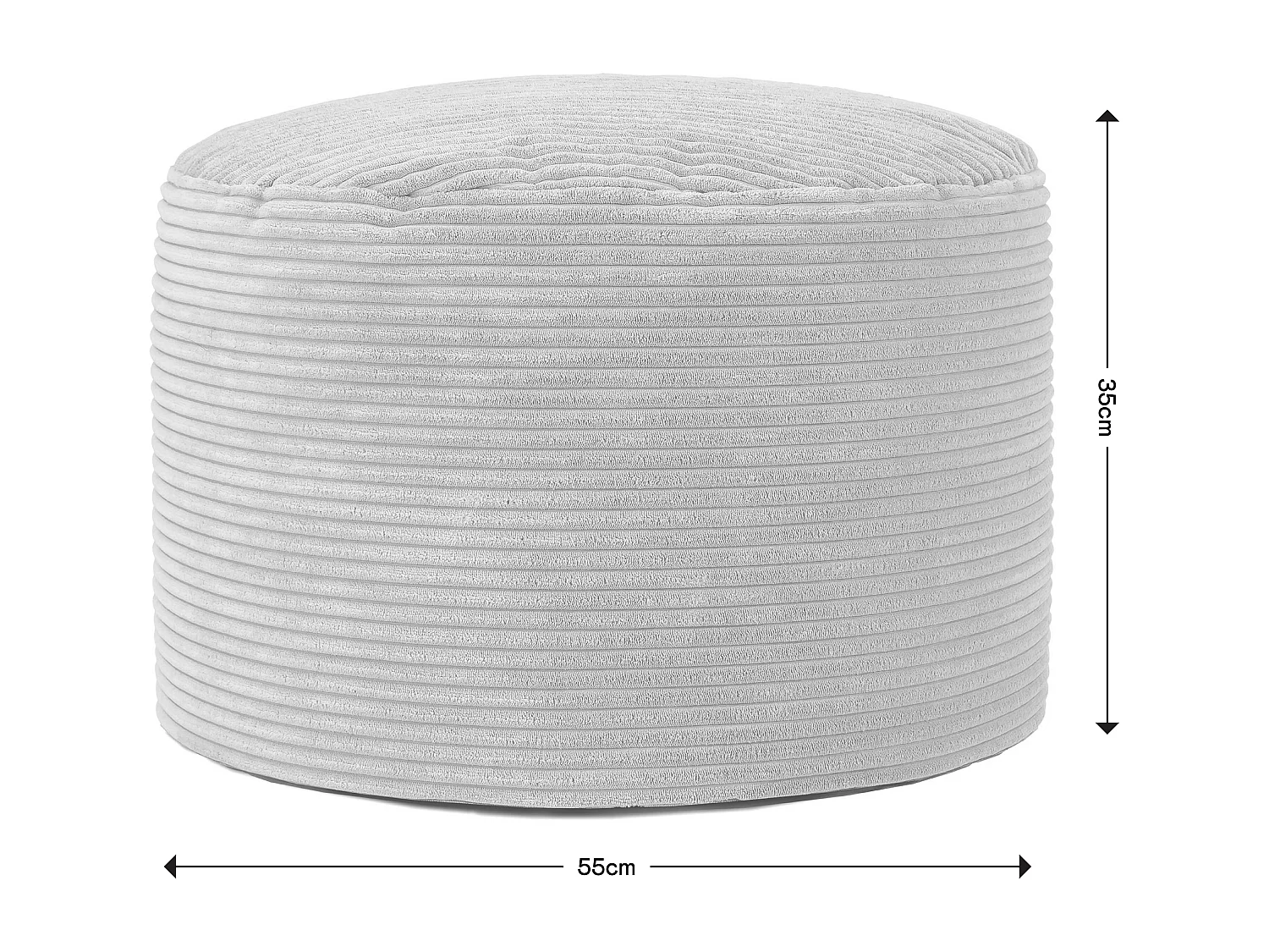 Pouf rond velours côtelé beige - FRANKIE