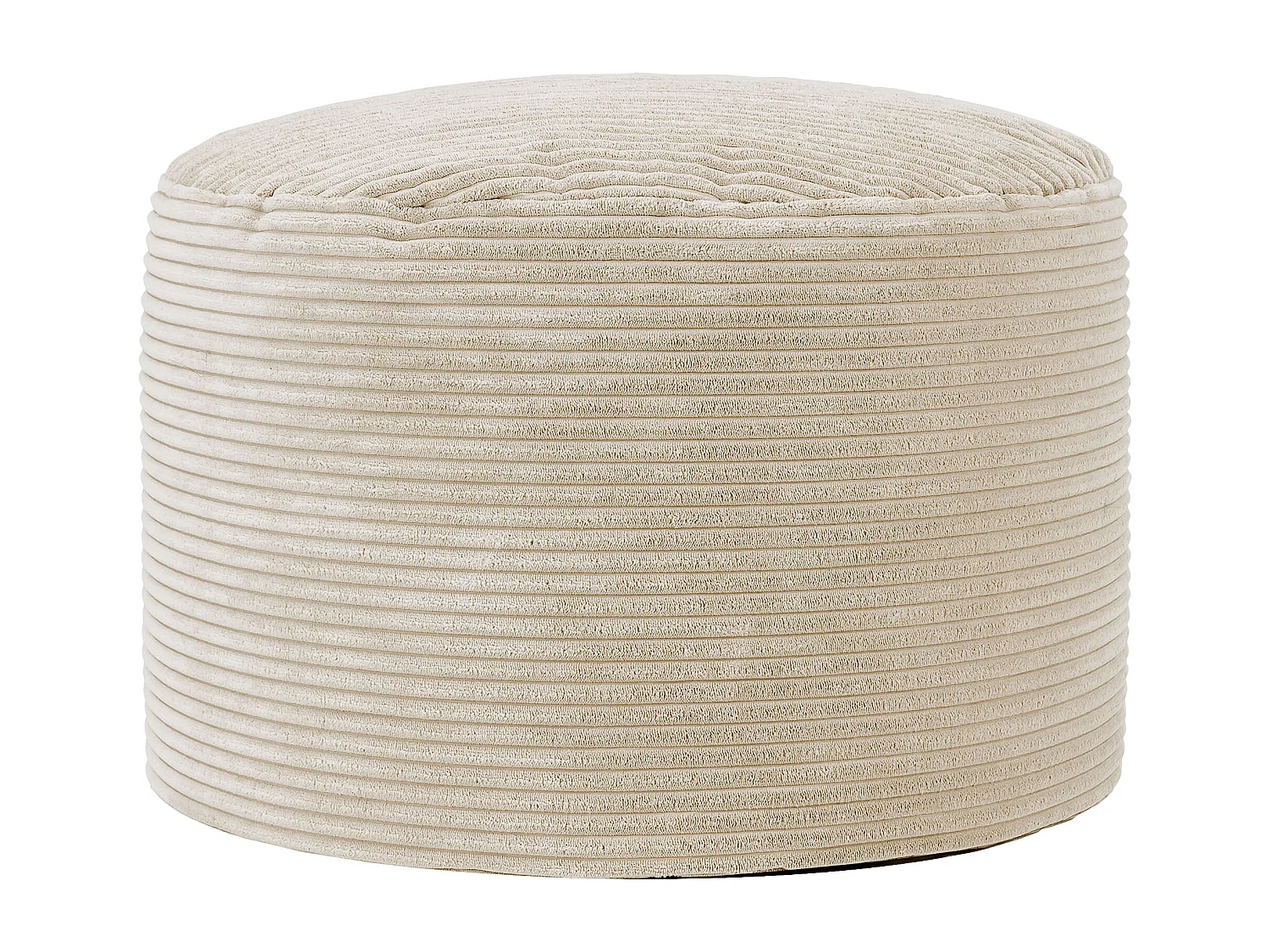 Pouf rond velours côtelé beige - FRANKIE